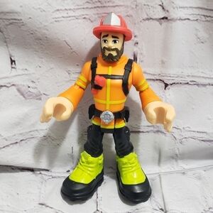Fisher Price Rescue Heroes Forrest Fuego Action Figure Fireman Orange Year 2018